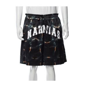 NAHMIAS Spellout Basketball Shorts Silk Tie Dye Graphic Printed‎ Size XL Black